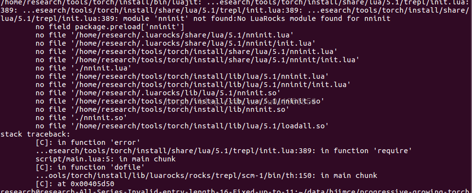 module 'nninit' not found:No LuaRocks module found for nninit