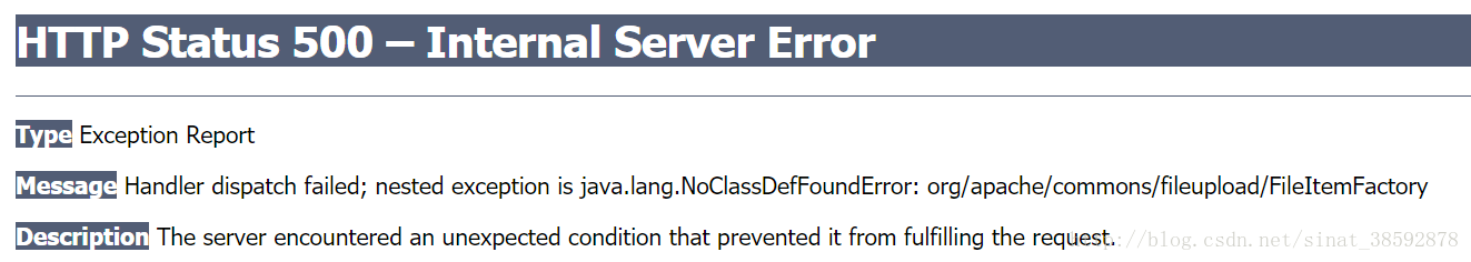 Handler dispatch failed; nested exception is java.lang.NoClassDefFoundError: org/apache/commons/fileupload/FileItemFactory