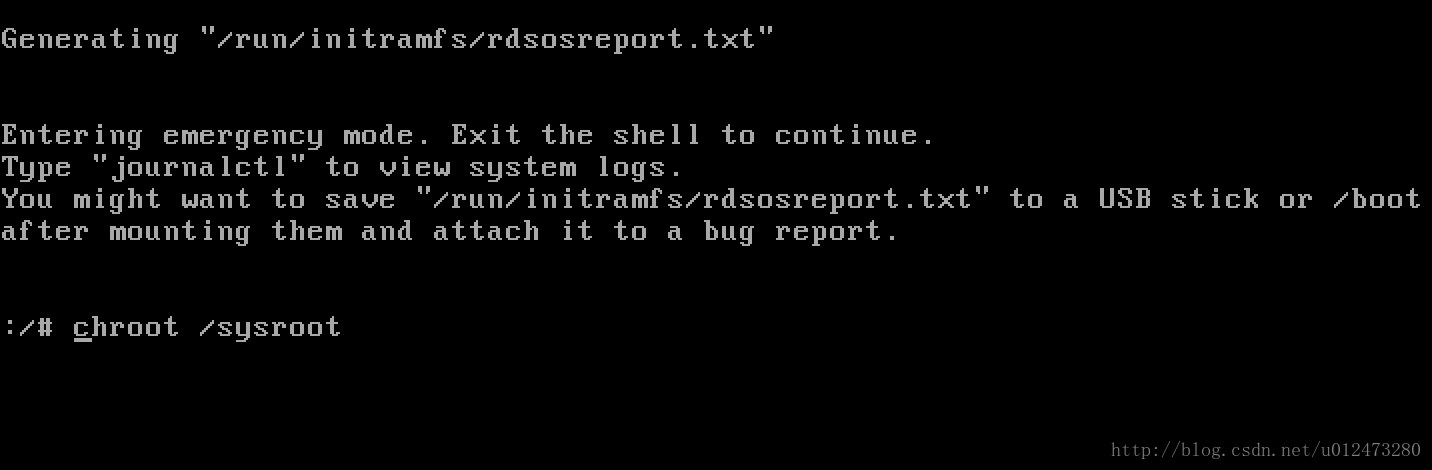 Initramfs. Emergency Mode Linux. You are in Emergency Mode. Type to continue USB