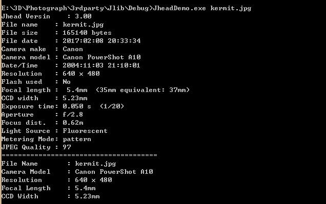 数字图像exif信息之jhead