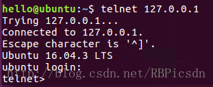 telnet 127.0.0.1