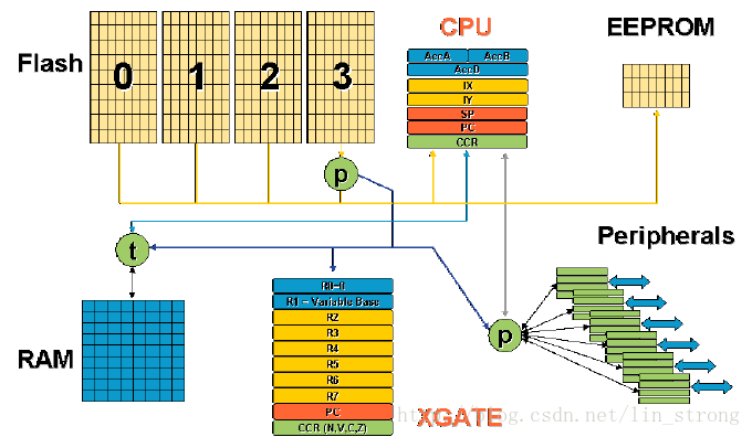 数据总线与XGATE、CPU12X、存储器、外设模块间的接口