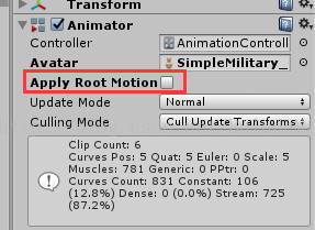 [Unity][动作]禁用animation功能不让动画进行位移