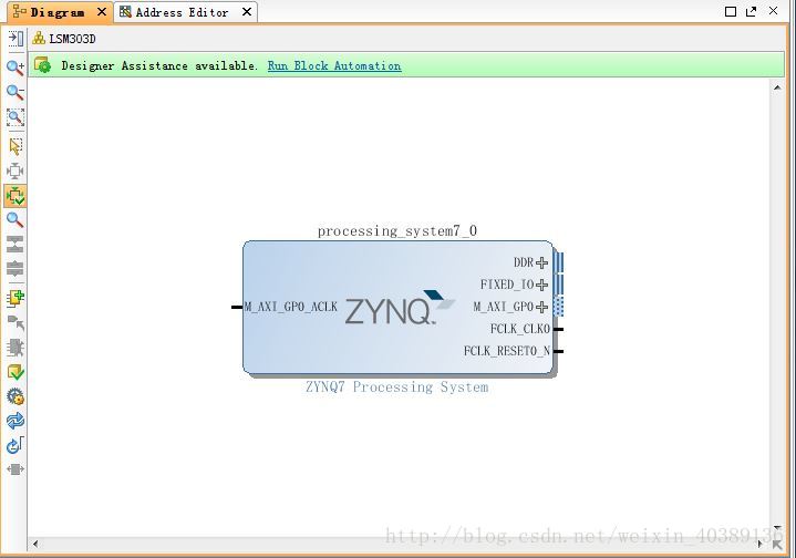 圖9 ZYNQ7 Processing System IP新增完成