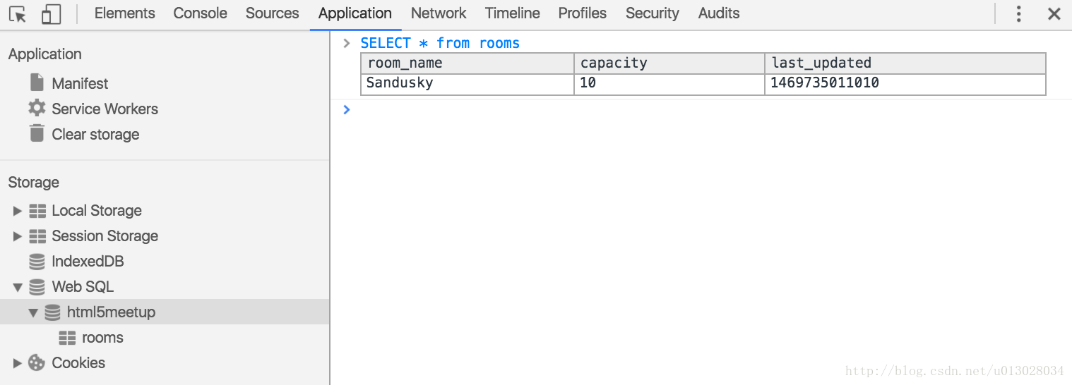 web sql 控制檯