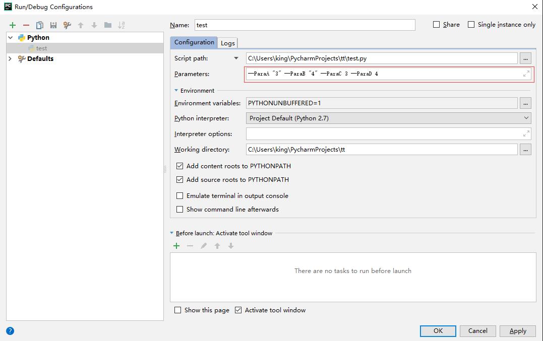 use-pycharm-to-pass-parameters-to-python-programs-programmer-sought