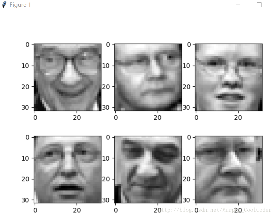原始数据，前6幅人脸图像