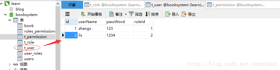 用户表，它和角色表用roleId关联