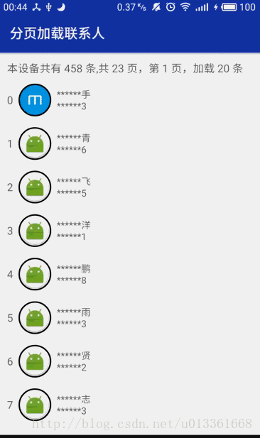 Android 分页加载联系人