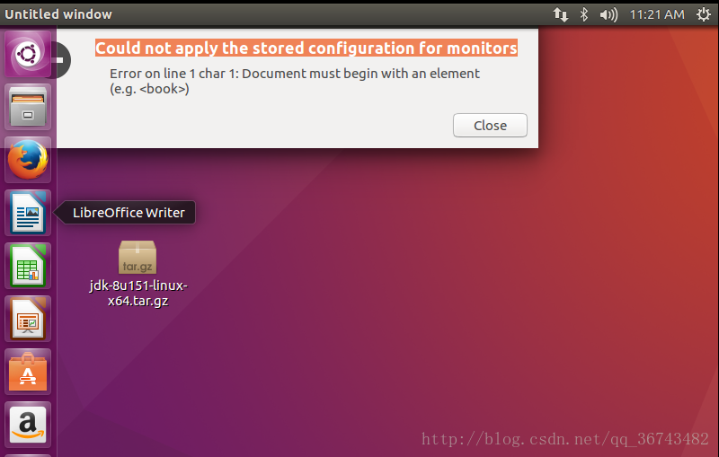 Ubuntu报错：Could not apply the stored configuration for monitors