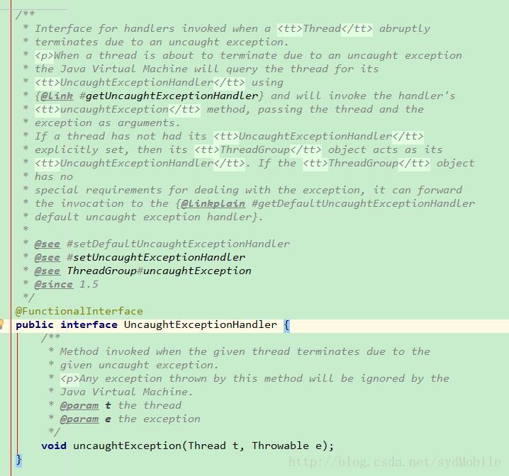 UncaughtExceptionHandler文档