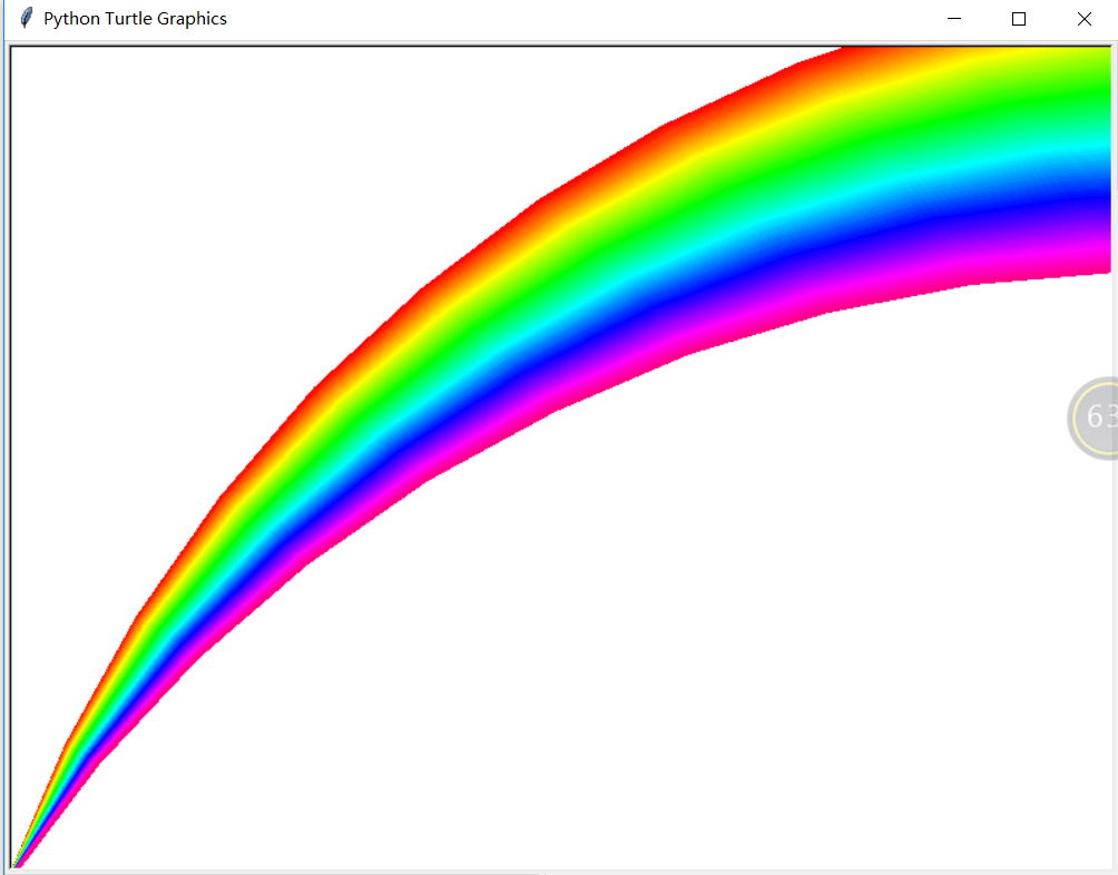 使用python的内置turtle库画彩虹