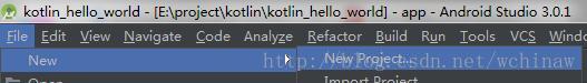File->New->NewProject创建您的第一个Kotlin项目，是不是很开心，很激动。。。