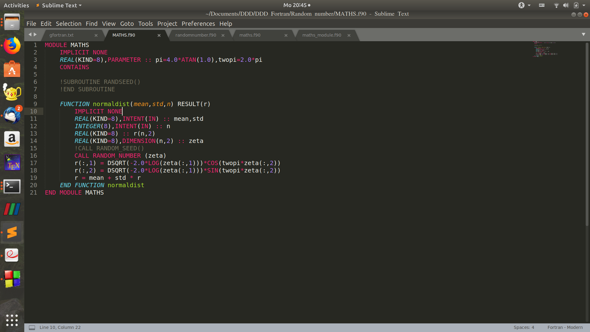 Fortran produce un número aleatorio de distribución normal