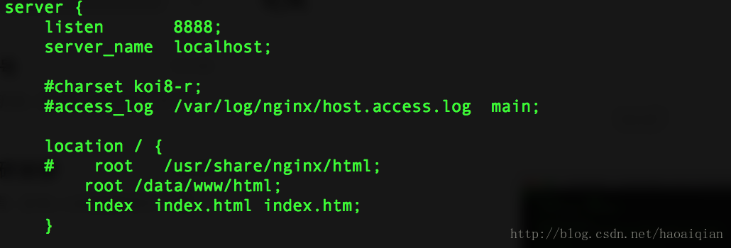 nginx服务器简单配置文件路径