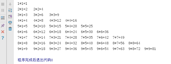 python语法学习—打印九九乘法表