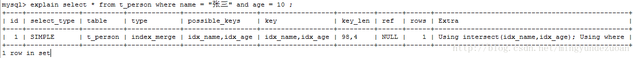 idx_name与idx_age均使用到