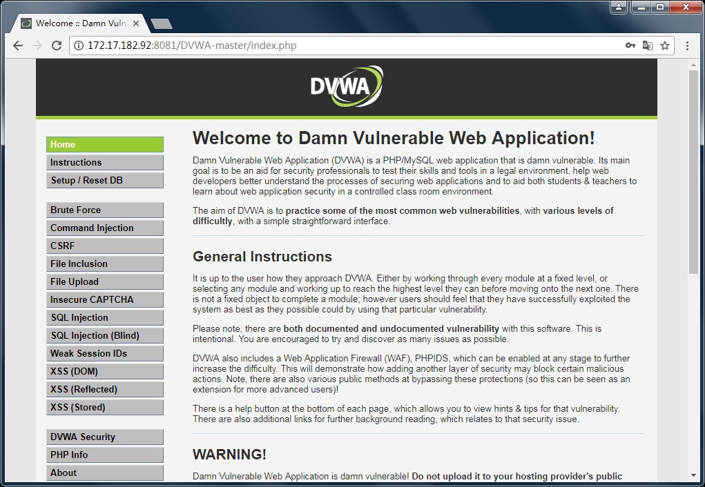 Windows 下渗透测试系统 DVWA 的部署