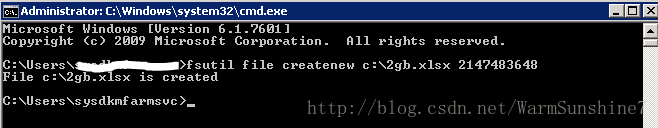 Machine generated alternative text:Administrator: C:\Windows\system32\cmd.exeñÏcosoft Windows [Uersion 6.1.761]Copyright <c) 2O9 Microsoft Corporation. All rights reserved.C:\Users\-EZzj>fsutil file createnew c:\2gh.xlsx 214?483648File c:\2gbcTLsx is createdC: \Users \sys dknf arnsvc >.