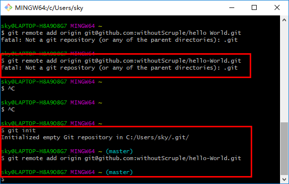 Git启动操作出现错误：fatal: Not A Git Repository (or Any Of The Parent ...