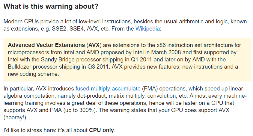 成功解决Your CPU supports instructions that this TensorFlow binary was not compiled to use: AVX AVX2「建议收藏」