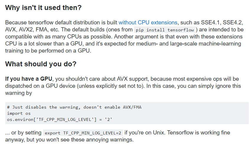 成功解决Your CPU supports instructions that this TensorFlow binary was not compiled to use: AVX AVX2「建议收藏」