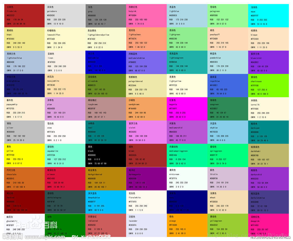 color参数中十六进制颜色编码明细表 - 知乎