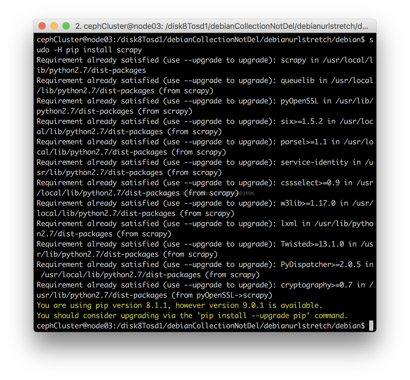 Ubuntu pip if executing pip with sudo you may want sudo s h flag 