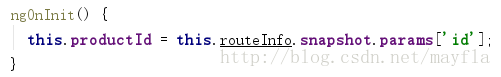 ng0nInit ( ) this. product Id this. route Info. snapshot. paramsC' id'