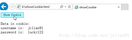 本地 IE浏览器showCookie.html