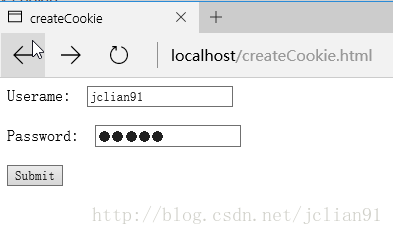 服务器 IE浏览器 createCookie.html