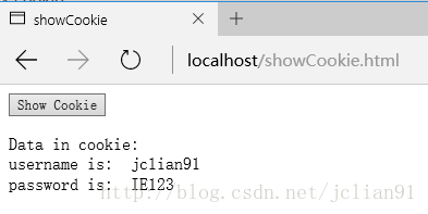 服务器 IE浏览器 showCookie.html