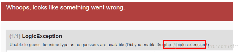 Unable to guess the mime type as no guessers are available (Did you enable the php_fileinfo extensio