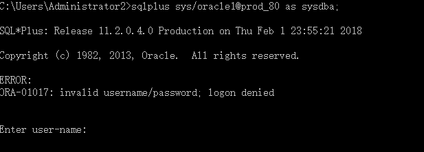 Oracle ORA-01017 报错处理