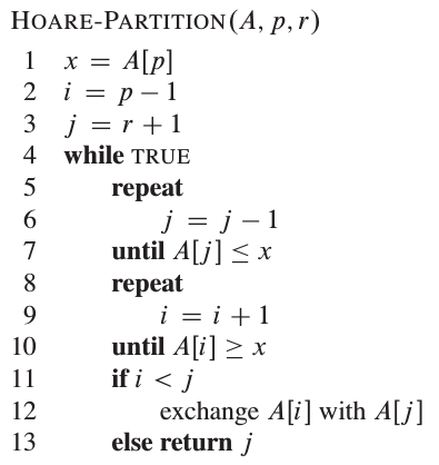 Hoare partition scheme