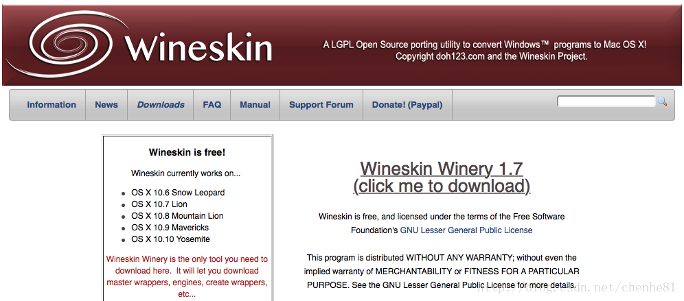 Wineskin. GNU lesser General public License. Download packages manually Wineskin Winery. GNU LGPL History.