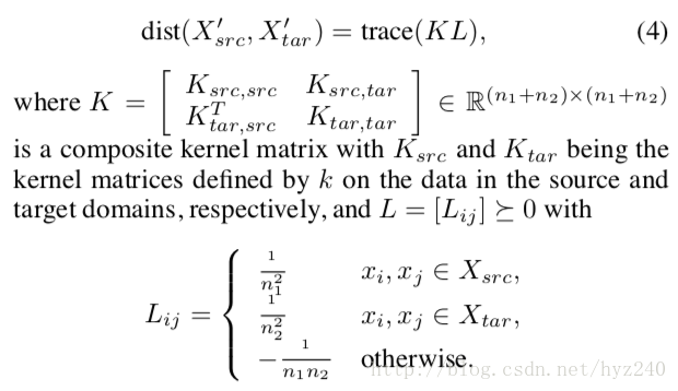 Can be rewritten in terms of the kernel matrices defined by k