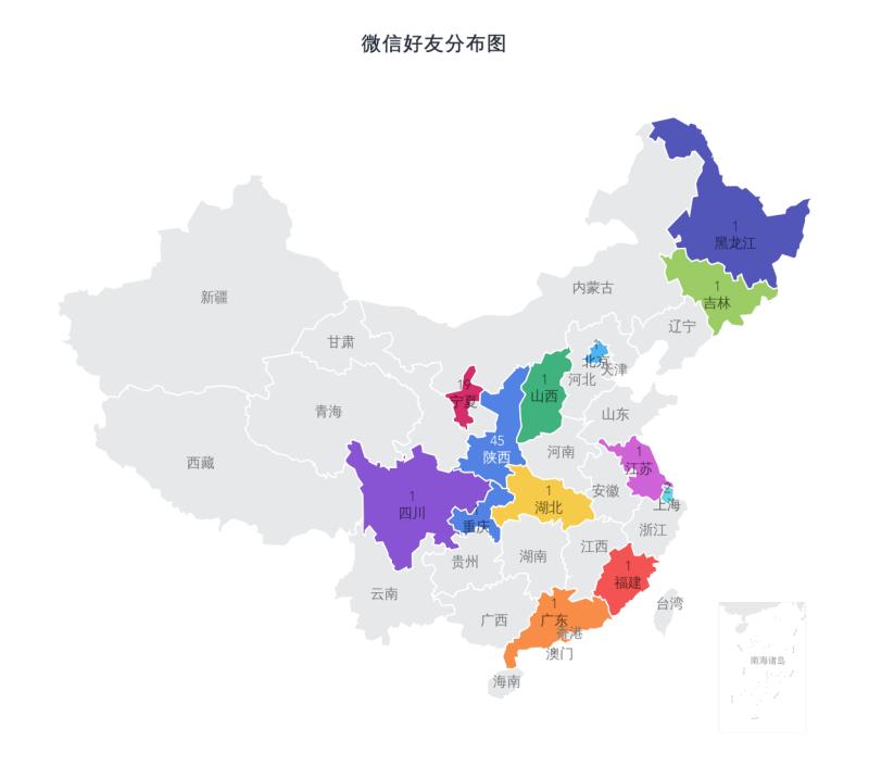 Geographical distribution map of WeChat friends