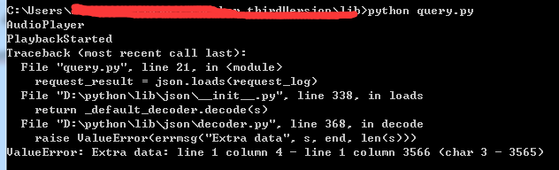 python ValueError: Extra data: line 1 column 4 - line 1 column 12585 ...