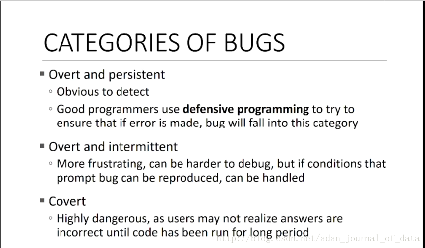 Categories of Bugs