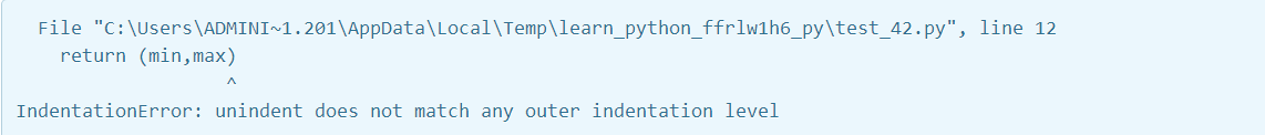 python 脚本语言报错  IndentationError: unindent does not match any outer indentation level