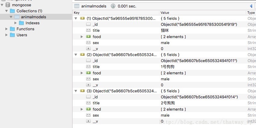 mongoose操作mongodb