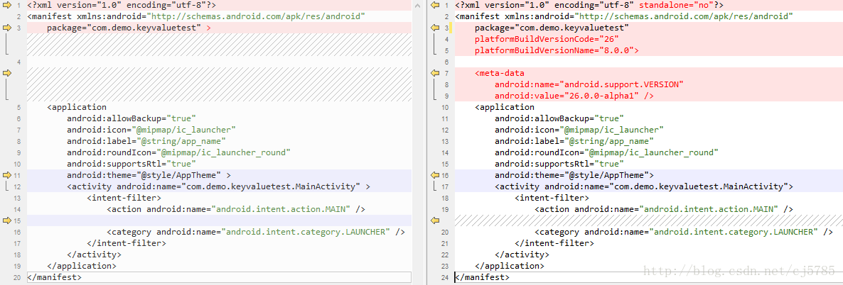 Compare AndroidManifest