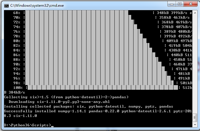 python在windows系统中安装pandas,numpy