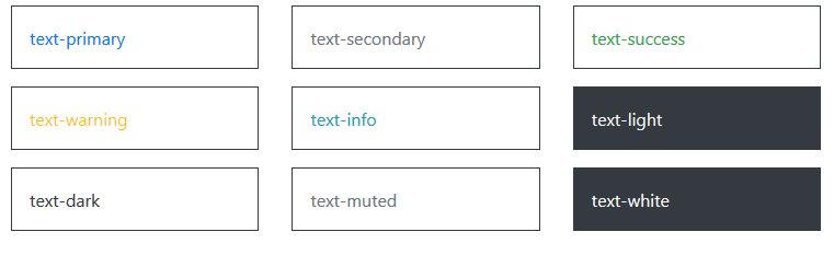 计算机生成了可选文字:text-secondary text-prmary text-info text-warnlng text-dark text-muted teXt—SUCCeSS text-light text-white