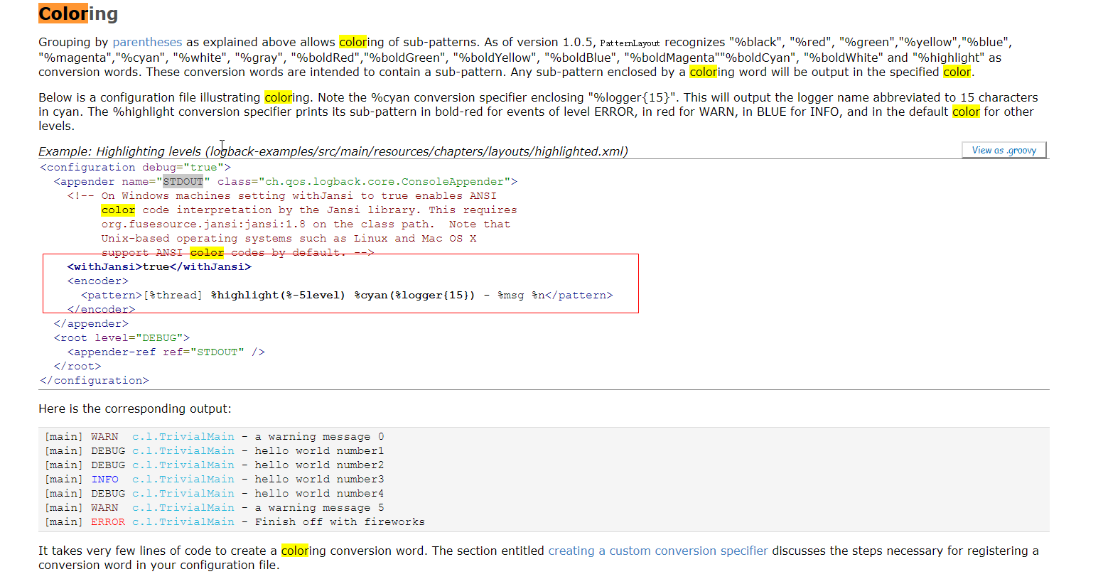 spring boot logback添加颜色
