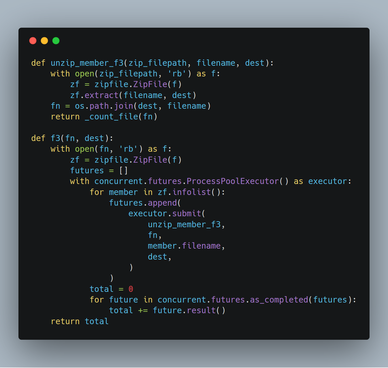 How to decompress the zip [ProcessPoolExecutor and ThreadPoolExecutor ...