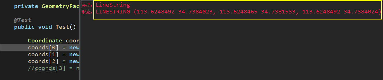 构建Polygon多边形的时候提示 -- Invalid number of points in LinearRing (found 3