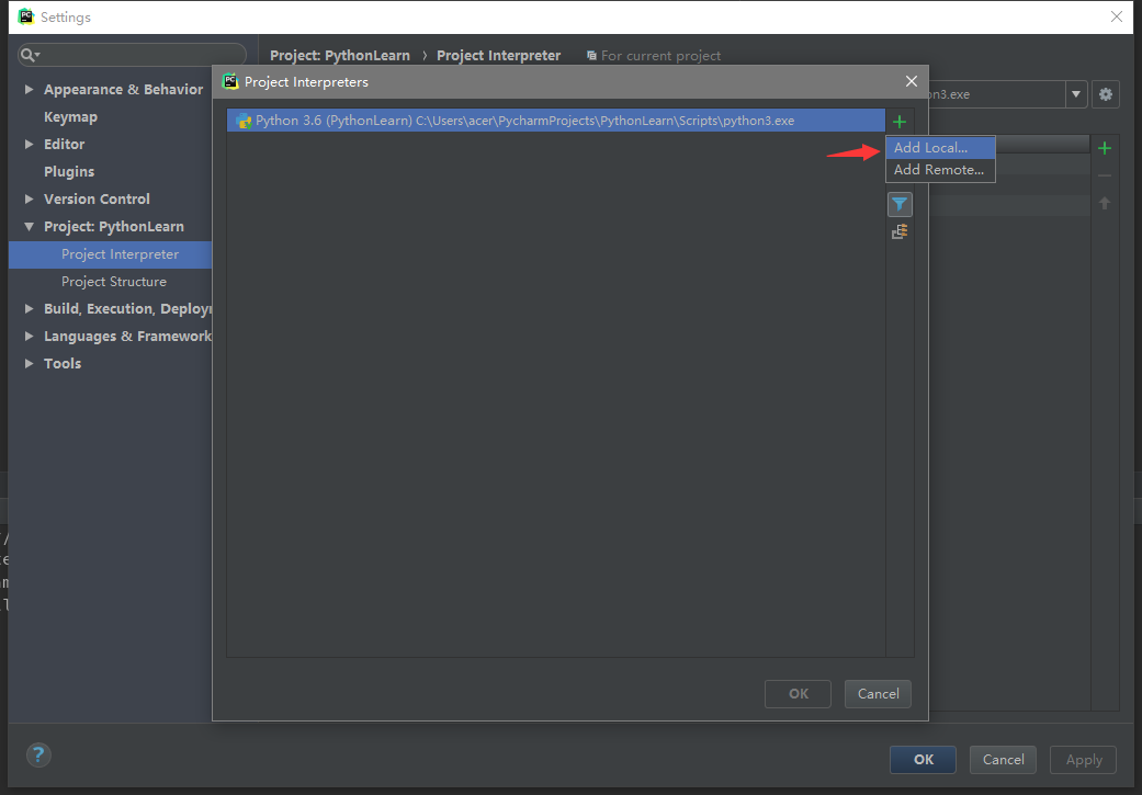 pycharm-no-python-interpreter-selected-no-pytest-runner-found-in