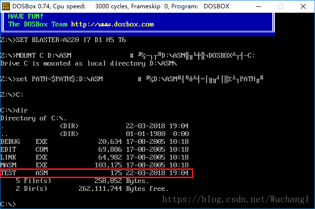 Как открыть asm файл в dosbox